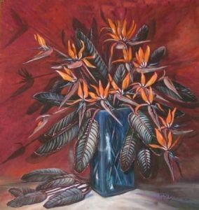 "Strelitzia in Blue Vase"