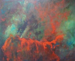"Genesis : Red & Green Abstract"