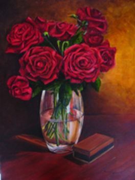 "Roses in Glass Vase"