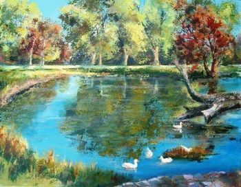 "Six Ducks Swimming"