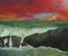 "Red sky Sea and rocks south africa"