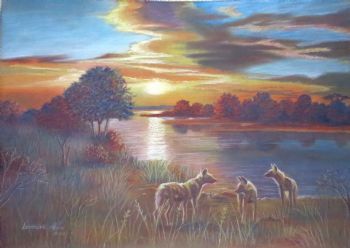 "Wild dogs at Sunset"