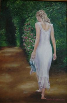 "Lady in white dress"