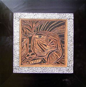 "Baboon 1 - Incised Woodcut Block 1/1"