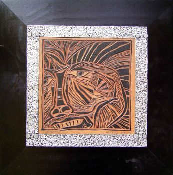 "Baboon 1 - Incised Woodcut Block 1/1"