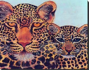 "African Female Leopard with cub"