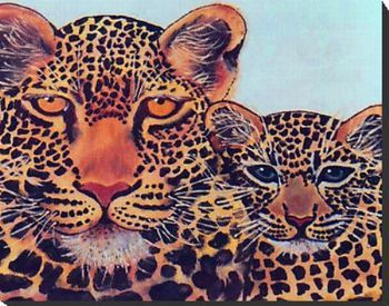 "African Female Leopard with cub"