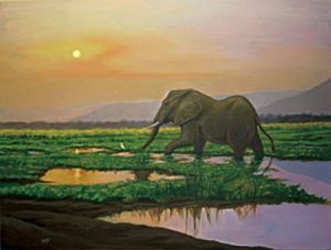"Grazing Elephant"