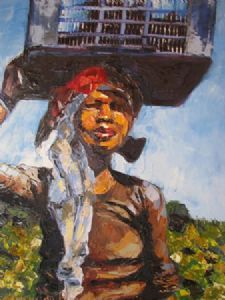 "Xhosa Woman Picking Grapes Nr 2"
