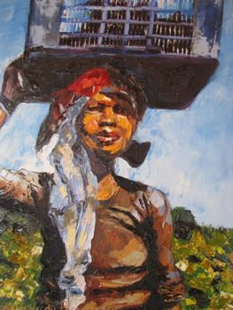 "Xhosa Woman Picking Grapes Nr 2"