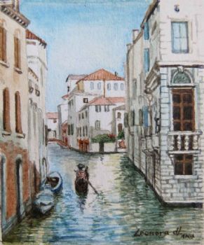 "MINIATURE- Canal in Venice with Gondolier"