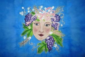 "girl, with grapes"