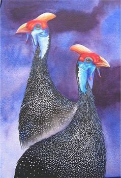 "Guineafowl Pair - Which Way Now"