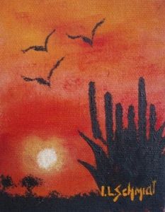 "Aloes and Birds Sunset"