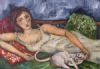 "Reclyning Woman with Cat"