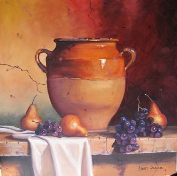 "Still Life Pot with Fruit"