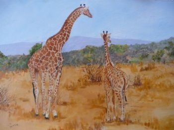 "Giraffes - Mother and Baby"