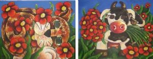 "kitties and Moo (set of 2)"