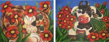 "kitties and Moo (set of 2)"
