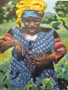 "Xhosa Woman Picking Grapes"