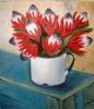 "Still Life of Red Proteas"