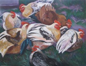 "Rooster Sunbath"