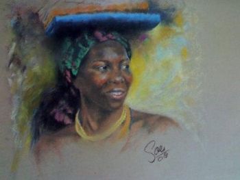 "Domestic lady in pasel"