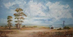 "Farm Shed and Trees"