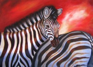 "Zebra, Red Background"