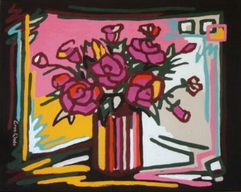 "Roses in Copper Pot"