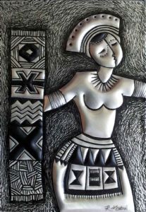 "Young Tribal Woman in Metal"