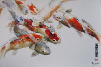 "Acrylic Ink Koi on Canvas 2"