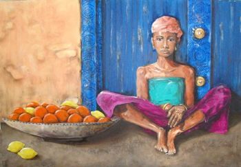 "Zanzibar Girl Selling Fruit"
