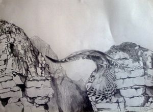 "Eagle Darting Through Mountains"