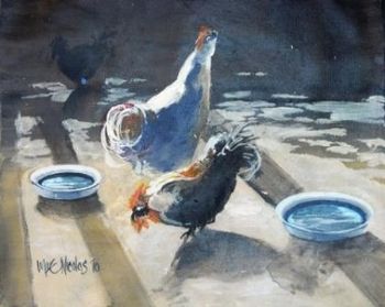 "Chickens Feeding"