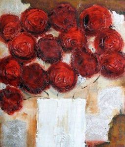 "White Pot With Roses"