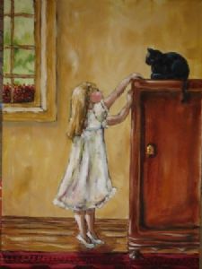 "girl and her cat"