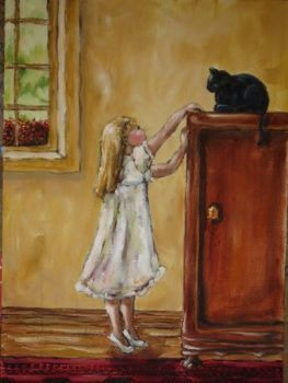 "girl and her cat"