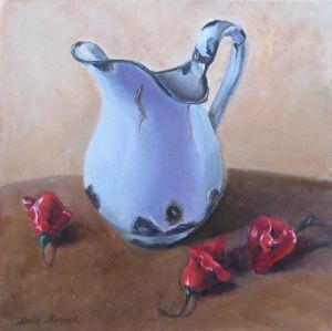 "Enamel Pot with Chilies"