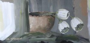 "Tulips In Lava Pot"
