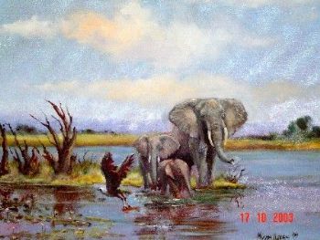 "Fish Eagle and Elephants"