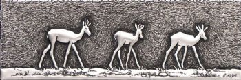 "Three Springbok in Metal 1/1"
