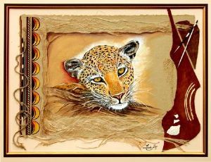 "Young Leopard Oil on Handmade Paper"