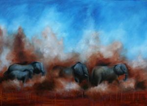"Herd of Elephants African Landscape"
