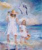 "Two daughters on beach"
