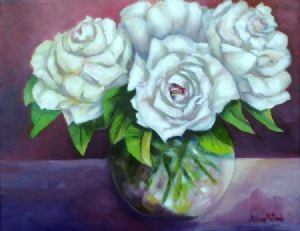 "Full Blown White Roses"