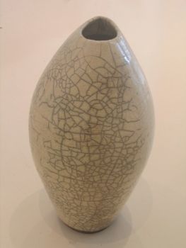 "Large Raku Pot (Fluted)"