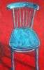 "Turquoise Chair With Red Background"