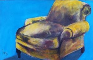 "Comfy Chair with Turquoise Backgroun"