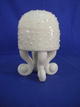 "Lidded Pot With Curling Feet"
